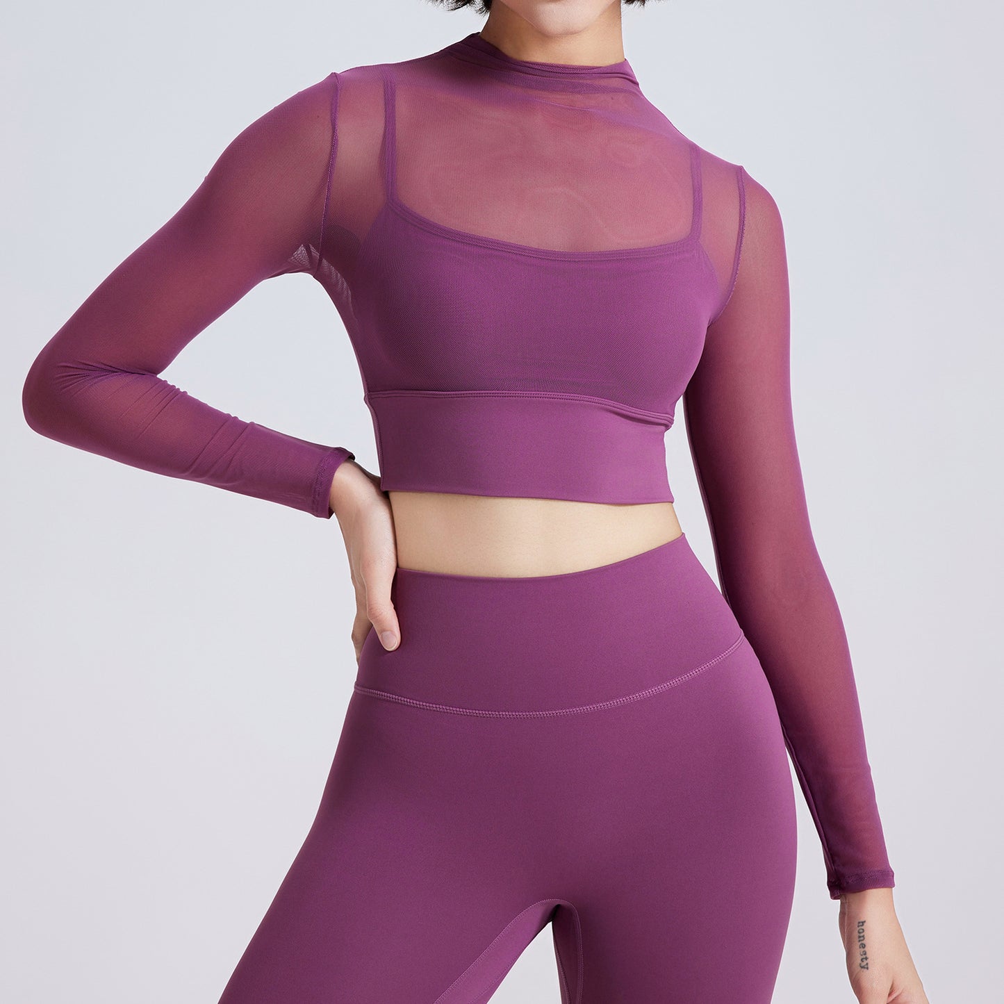 Mesh Yoga Long Sleeve Workout Top