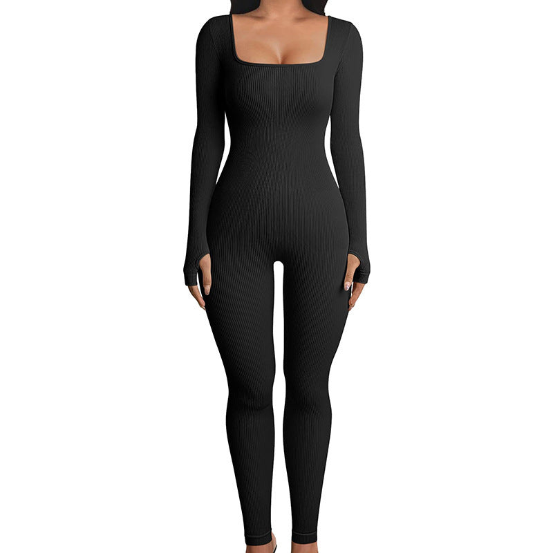 Seamless Double Layer Jumpsuit Long Sleeve Shapewear Hip Lift Yoga Jumpsuit Sports Jumpsuit Bodysuits