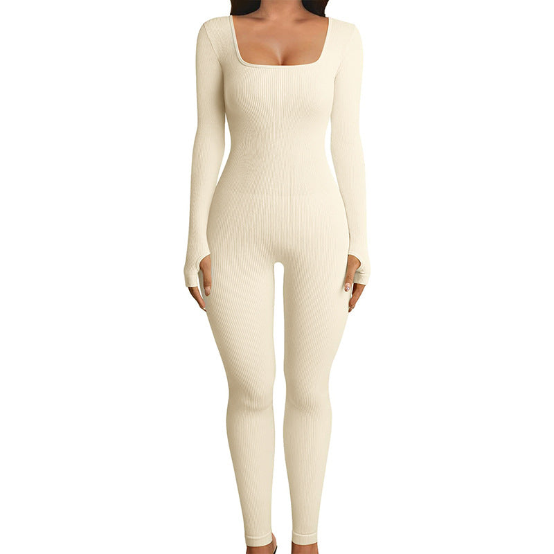 Seamless Double Layer Jumpsuit Long Sleeve Shapewear Hip Lift Yoga Jumpsuit Sports Jumpsuit Bodysuits