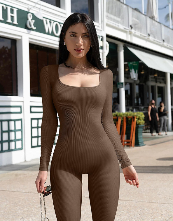 Seamless Double Layer Jumpsuit Long Sleeve Shapewear Hip Lift Yoga Jumpsuit Sports Jumpsuit Bodysuits