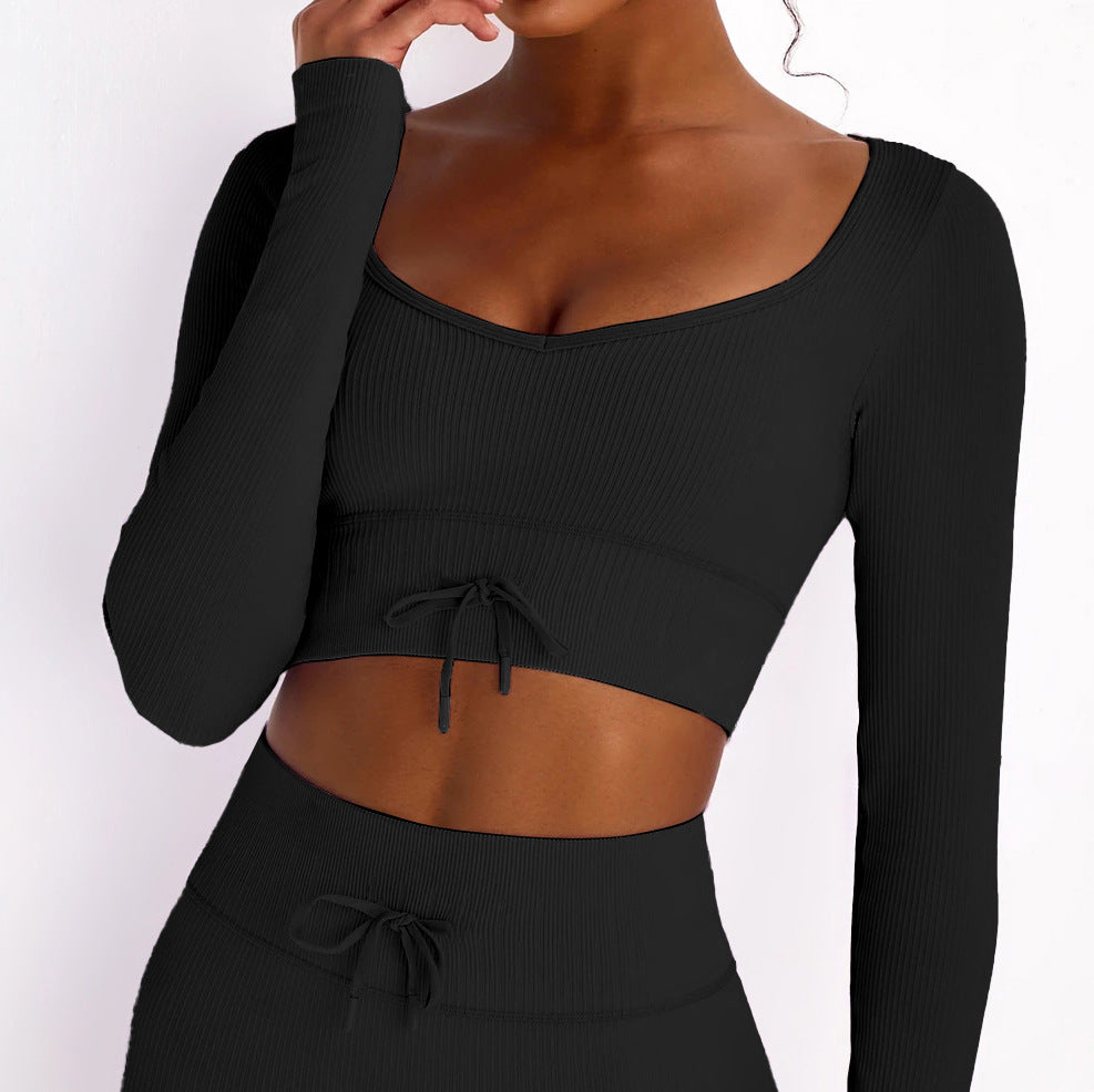 Long Sleeved Gym Suit With Seamless Knit Waistband